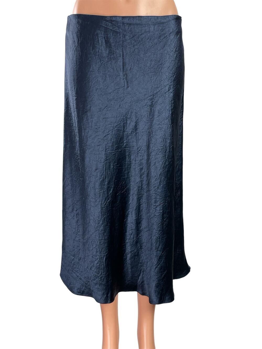 Aritzia Babaton Blue Silk Satin High Waist Flare Straight Full Midi Skirt Sz 12